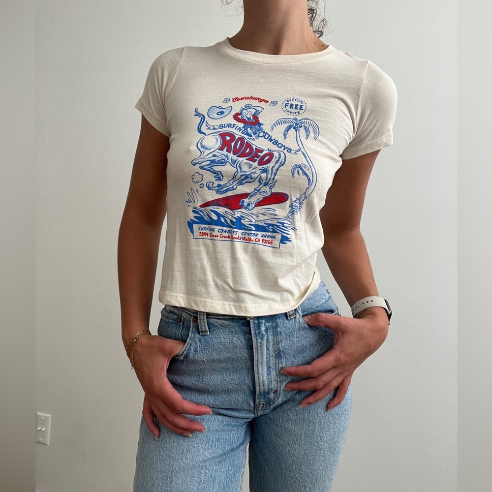 Surfing Cowboys Baby Tee 🤍🤍